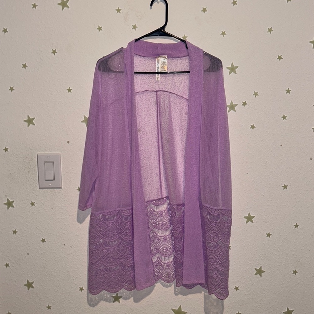 Lavender Pink Lace Cardigan
